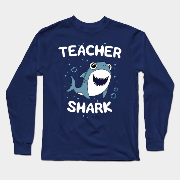 Teacher Shark T-Shirt Teaching Gift Back to School Women Long Sleeve T-Shirt by 14thFloorApparel